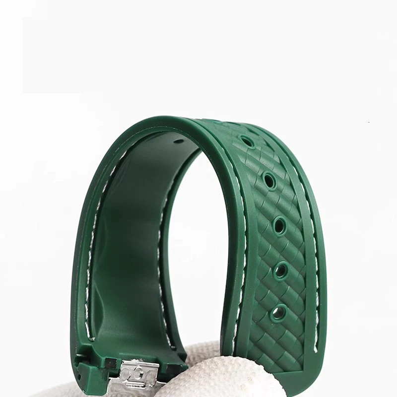 20mm Rubber Silicone Watch Strap Fit For 300 AT150 for Rolex black green water ghost watchband Folding buckle 250818