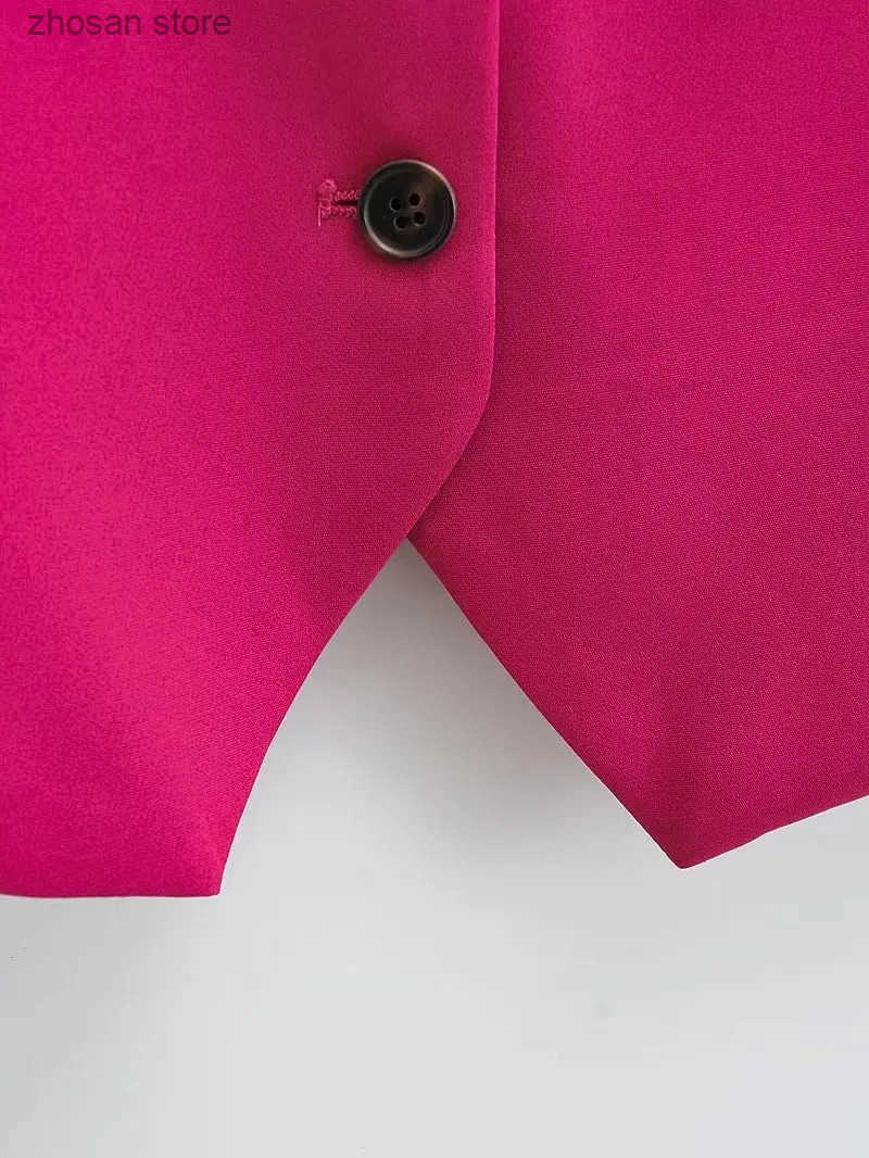 Women Fashion V Neck Slveless Pockets Short Vest Jacket Office Lady Single Breasted Casual Slim WaistCoat Tops CT2208 250714 S250819kk