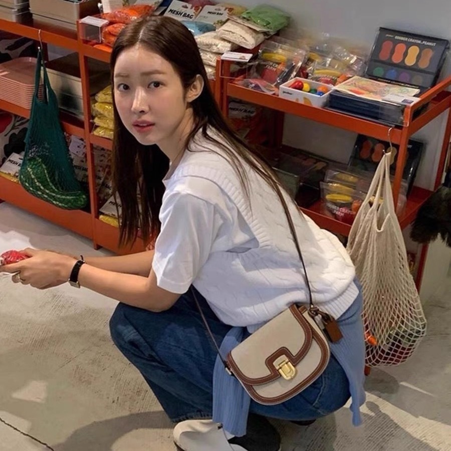 Free shipping designer 2025 Autumn New Korean INS Niche Color-Block Single Shoulder Bag Crossbody Saddle Bag Vintage Versatile Underarm Bag Small Bag 