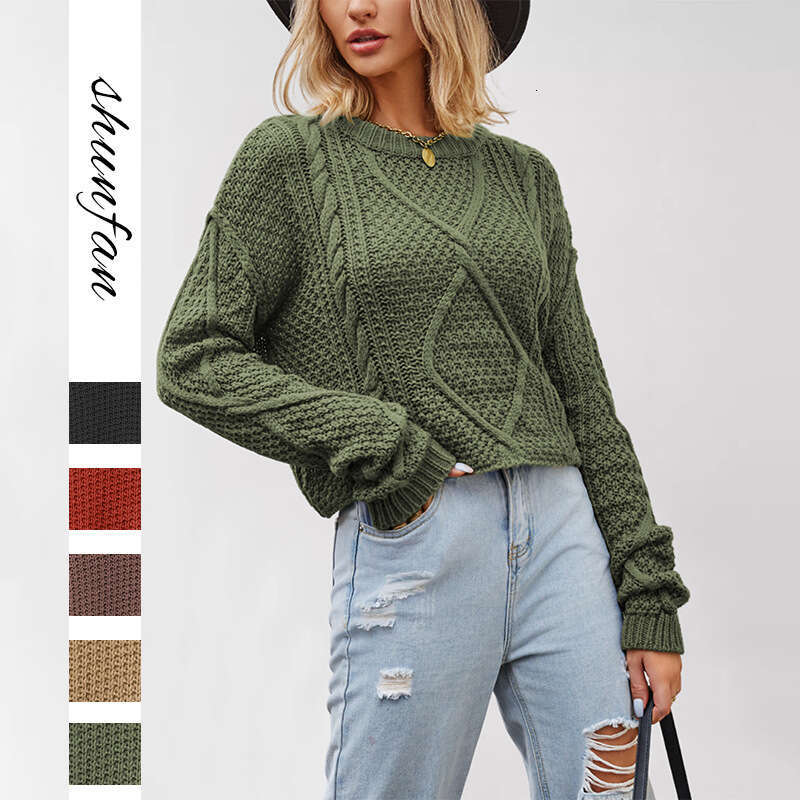 New Women's Twisted Autumn Winter Loose Thick Knit Pullover Sweater Plus Size B5