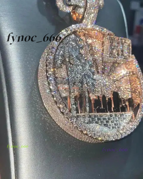 Hip Hop Jewelry Necklace Pendant Custom Luxury Iced Out Silver VVS Mossanite Custom Chain and Pendants