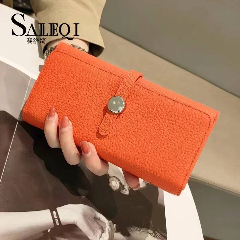 Genuine Leather Wallet Women Long Clutch Fashion Brand Ladies Purses Card Holder Zipper Coin Pocket High Quality Billfold