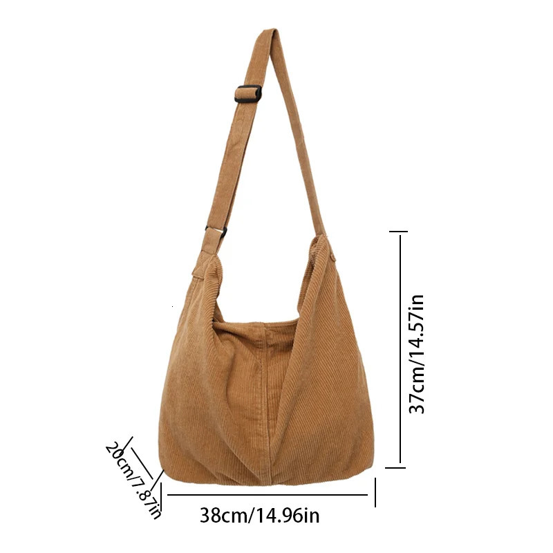 Vintage Womens Corduroy Shoulder Bags Large Capacity Crossbody Bag Casual Handbag Crossbody Purse 250818