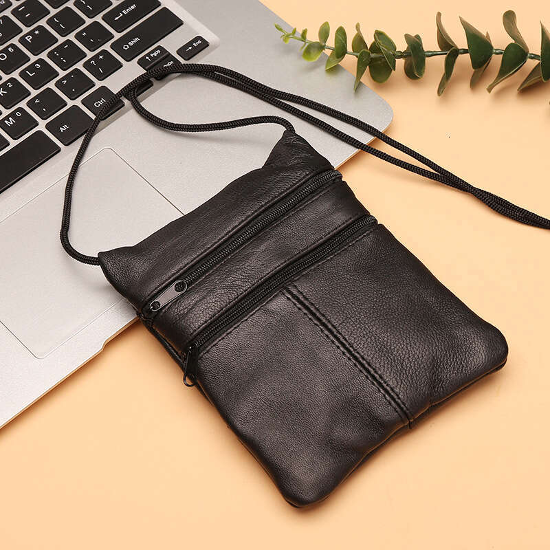 Genuine Leather ID Holder Sheepskin Crossbody Chest Coin Purse Phone Bag