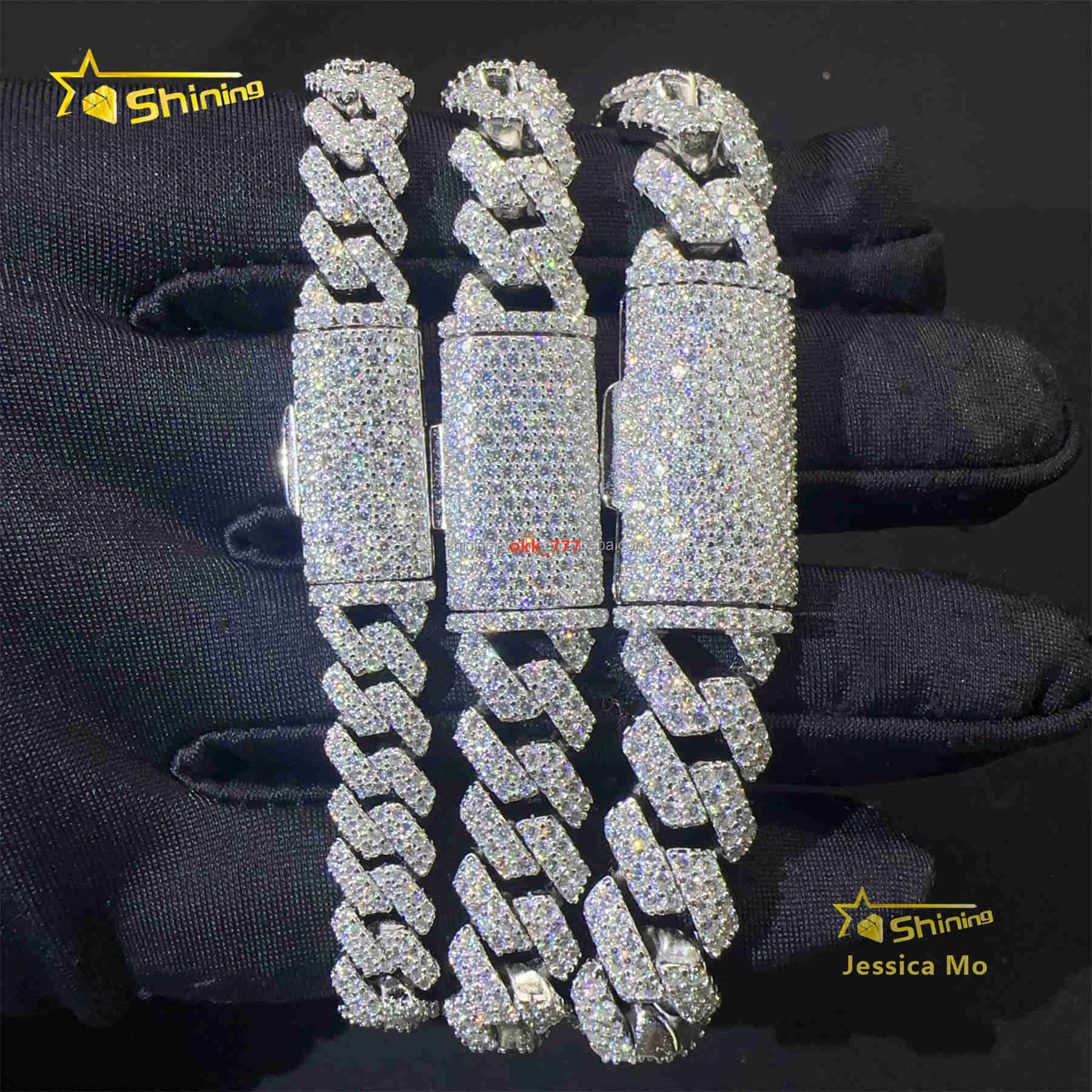 Hot Selling New Arrivals Hip Hop 8mm 10mm 12mm 2Rows Jewelry VVS1 Moissanite Diamond Iced Out S925 Silver Miami Cuban Bracelet