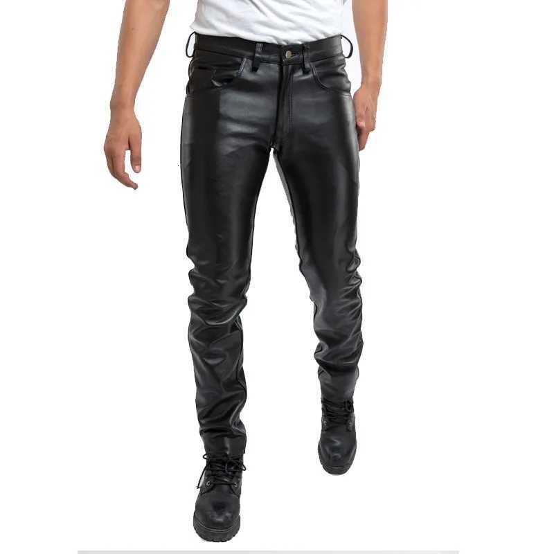 2023 Men Leather Pants Slim PU Leather Trousers Fashion Elastic Motorcycle Leather Pants Waterproof Oil-Proof Mens Bottoms W250819