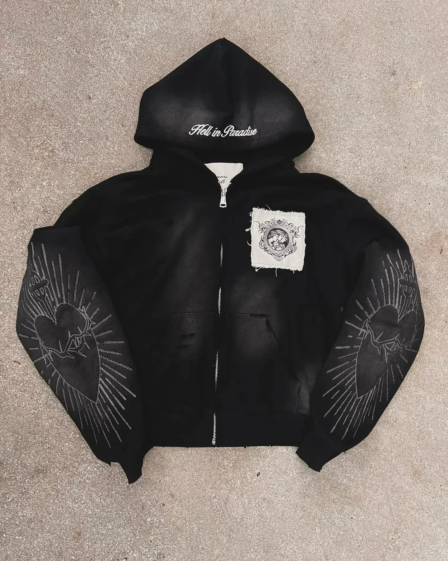 Men's Hoodies Harajuku Gothic Zip Hoodie Y2k Letter Printed Spliced Sweater High Street Punk Clothing Loose Vintage Top Sweatshirt