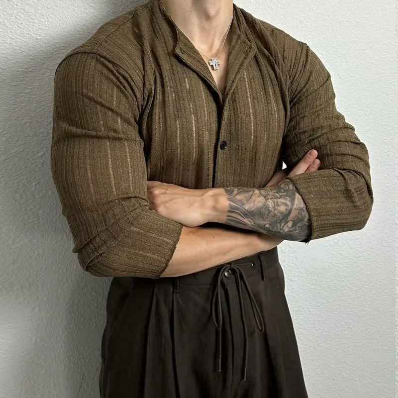 Korean Solid Color Hollow Round Neck Loose Casual Versatile Hollow Cardigan Versatile Top 250818