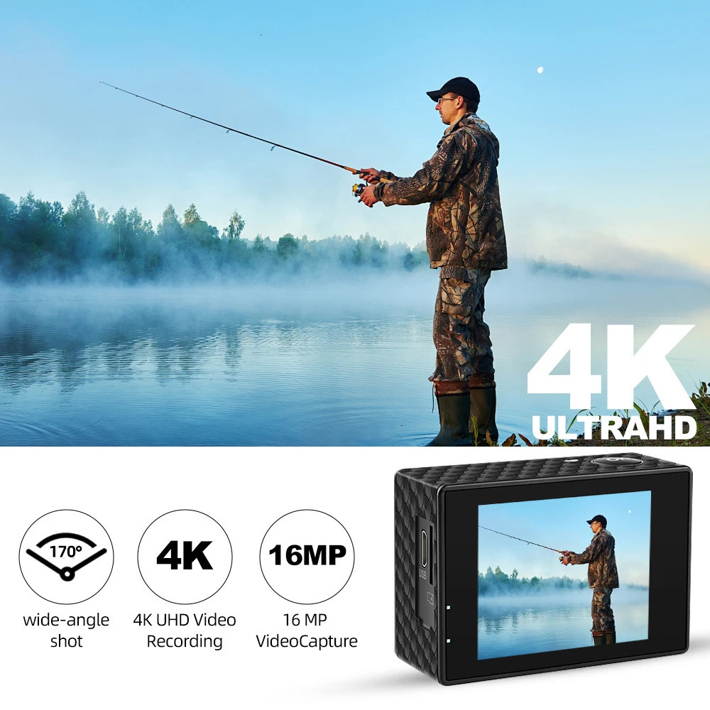Action Camera Ultra HD 4K30FPS 16.0MP Wi-Fi 2.0 Screen 170D DVR Webcam Underwater 30M Helmet Video Recording Sport Camera 250813