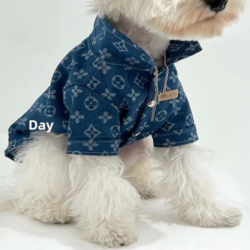 Dog Clothes Autumn Winter New Denim Jacket Golden Retriever Giant Poodle Samoyed Border Collie Large Dogs Teddy Pomeranian Bichon Puppy 5656