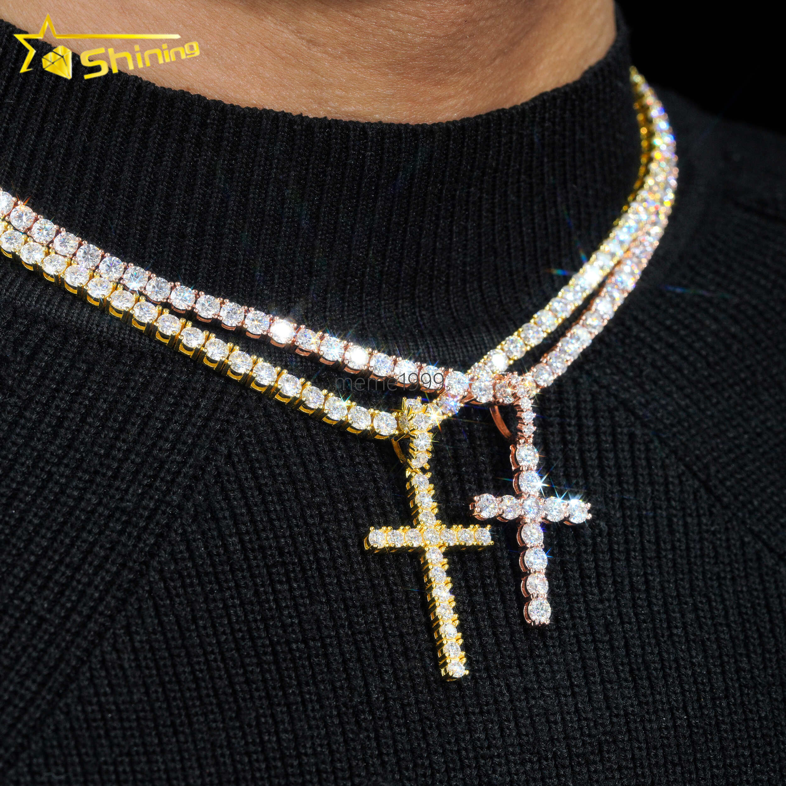 New Arrivals Lab Diamonds Cross Pendant Fashion Jewelry Necklaces 10K Solid Gold Fine Jewelry Lab Grown Diamonds Cross Charms