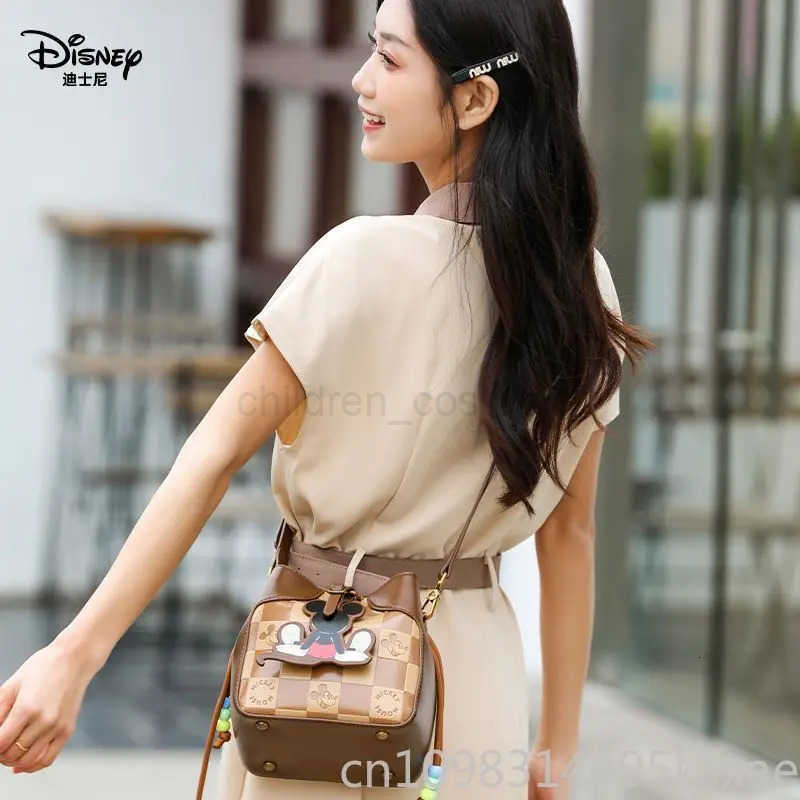 Disney Disney Luxury Designer Shoulder Bag for Women Girl Mickey Mouse Bucket Bag Portable Handbag Kawaii Purse Waterproof W250819