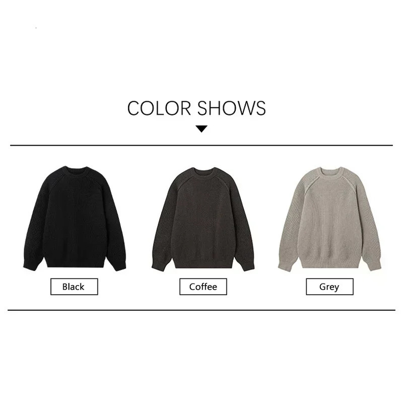 Sweaters Trend Mans Autumn Winter Solid Color Splicing Loose O Neck Oversize Pullover Man Motion Clothes 250819