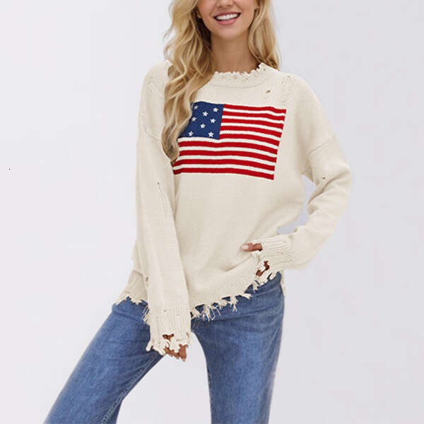 Autumn Winter New Round Neck Independence Day Fashion Sweater For Women B5