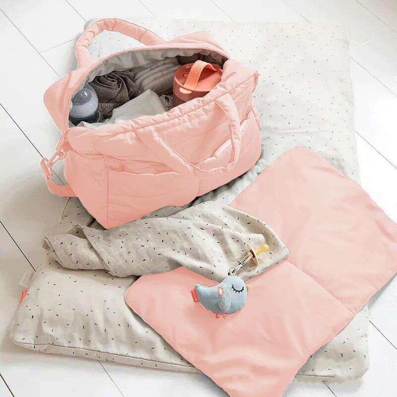 Hot Handbag Fluffy Ladies Quilted Fashion Mom Folding Feather Shoulder Bag