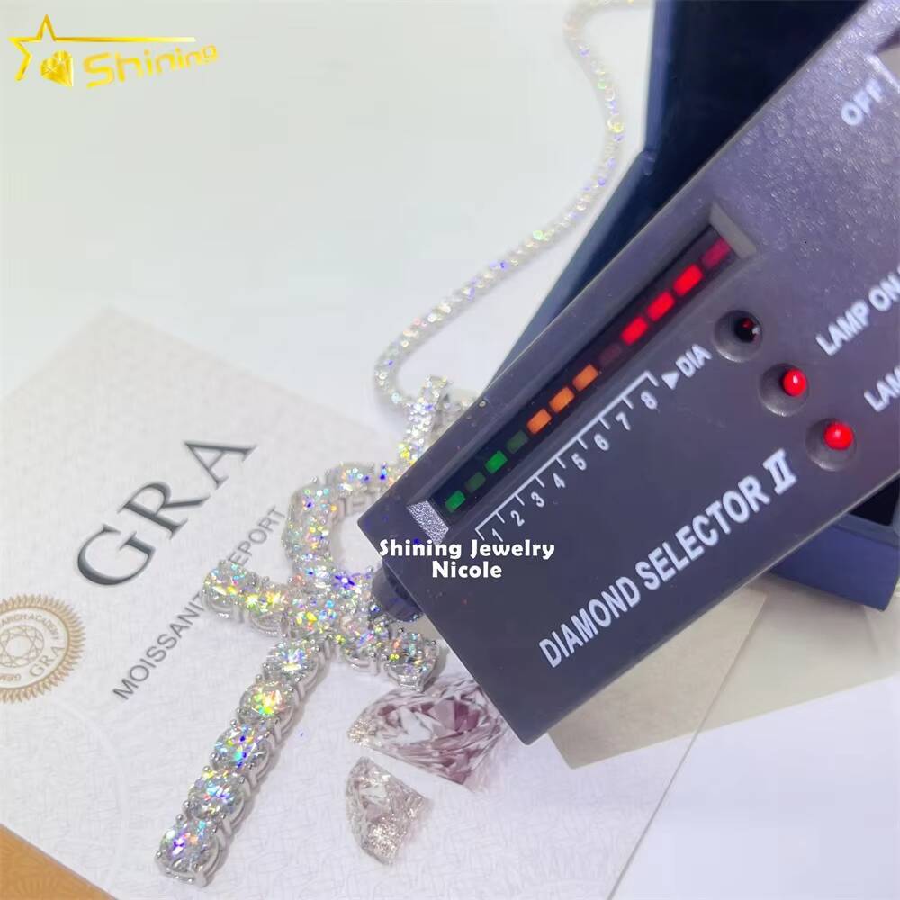 High Quality Bling Mens Silver 925 Big Custom D VVS Diamond Moissanite Cross Pendant