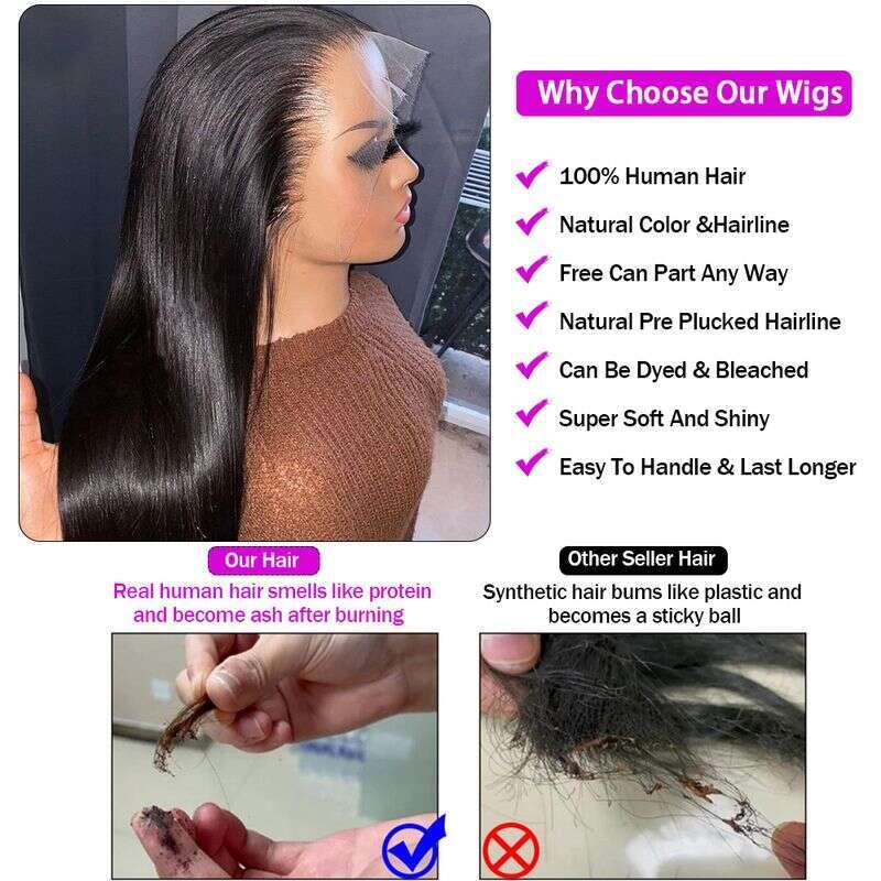 Front Human Hair 13X6 Straight Frontal Pre Plucked 5X5 Hd Lace Closure For Women Glueless Wig Ready To Wear Synthetic wigs
