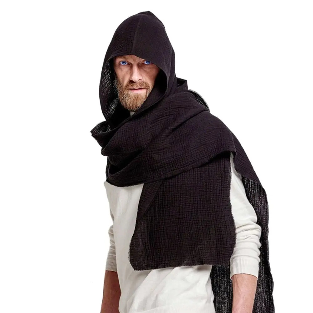 Scarf Shawl Scarf Cape Multifunctional Usage Fashion Multifunctional Hooded Cowl Solid Color Soft Linen Cotton Cowl Hood 250818