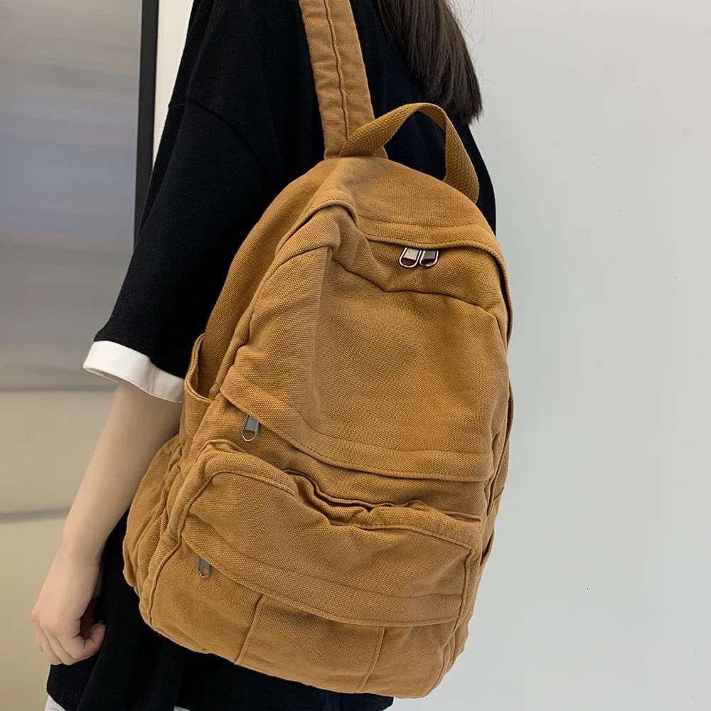 Girl Fabric School Bag Fashion College Student Vintage Women Backpack Canvas Female Laptop Bag Travel Kawaii Ladies Backpack250813