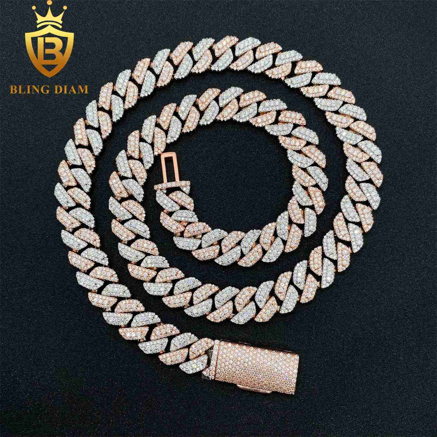 Custom 13mm Moissanite Cuban Chain Necklace Bracelet for Women VVS Diamond 925 Silver Hip Hop Ice Out Chain