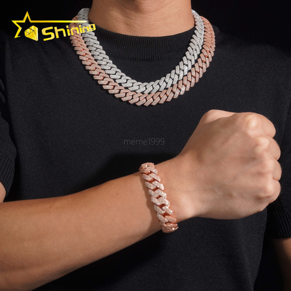 Wholesale Price 15MM 4Rows Iced Out Hip Hop Fashion Rapper Men Jewelry VVS D Color Moissanite Diamond Miami Cuban Link Chain