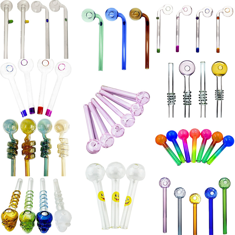 11 Styles Colorful Glass Oil Burner Bubbler Pipes 10cm 12cm 14cm 16cm Smoking Dab Burners Pryex Clear Well Popular Smoke Pipes Accessories