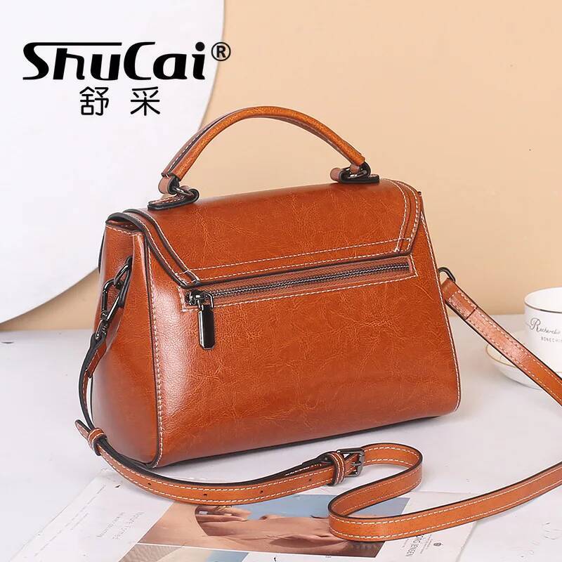 Genuine Leather Women's Bags Cowhide Handbags Simple Premium Feeling Large Capacity Shoulder Crossbody Bag Female