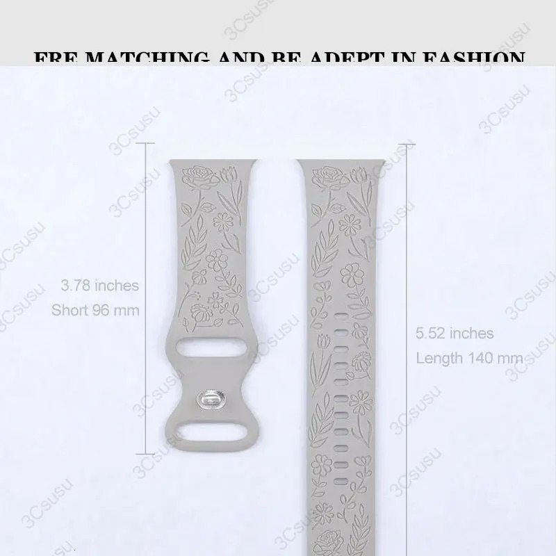 18mm 20mm 22mm Rose engrave Band for Galaxy Watch 654 40mm 44mm Gear S3 Silicone Cute Strap Classic 43mm 45mm Active 2 250818