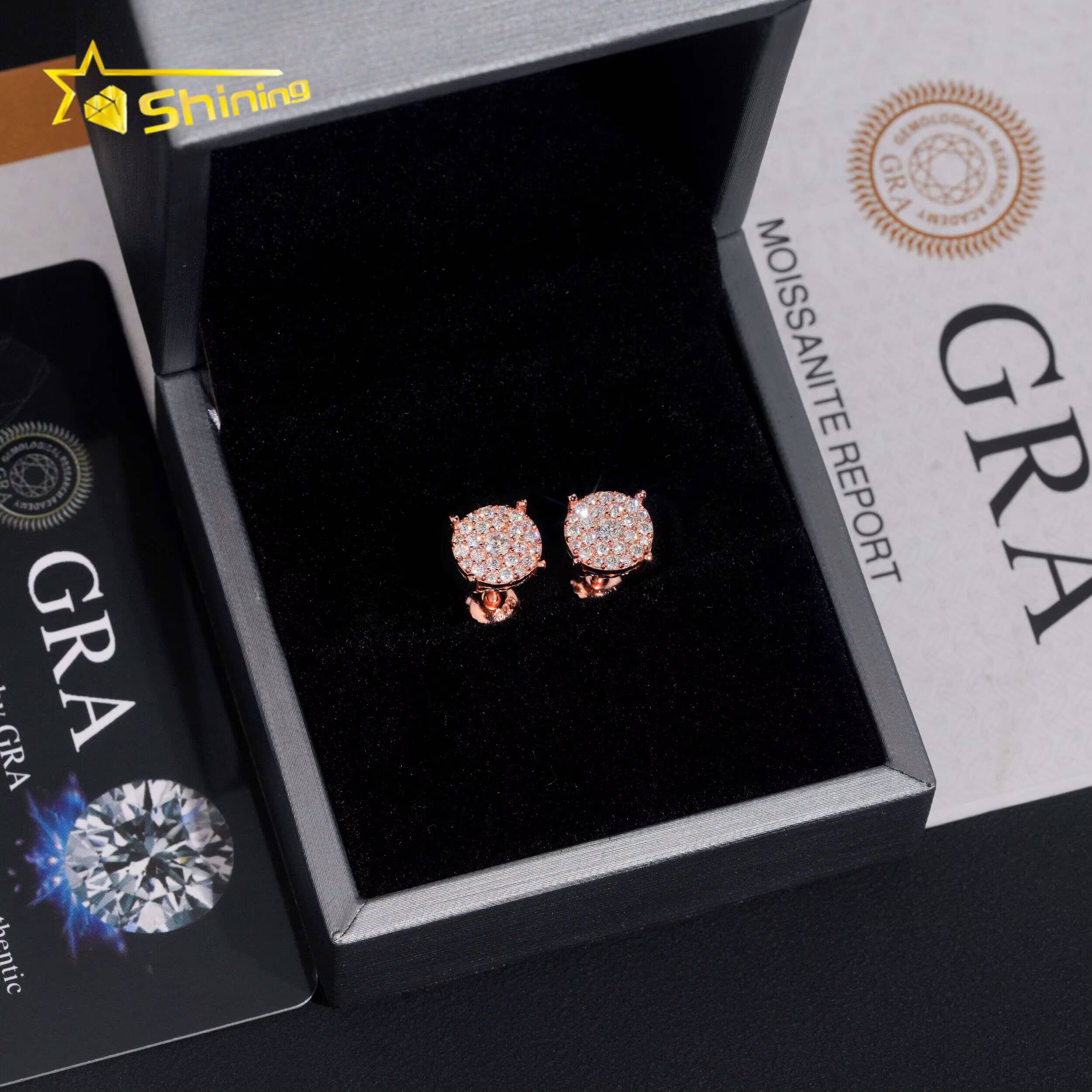 Fast Shipping Cheapest Price Round Earrings 925 Silver Gold Plated GRA Moissanite Stud Earrings Fashion Jewelry