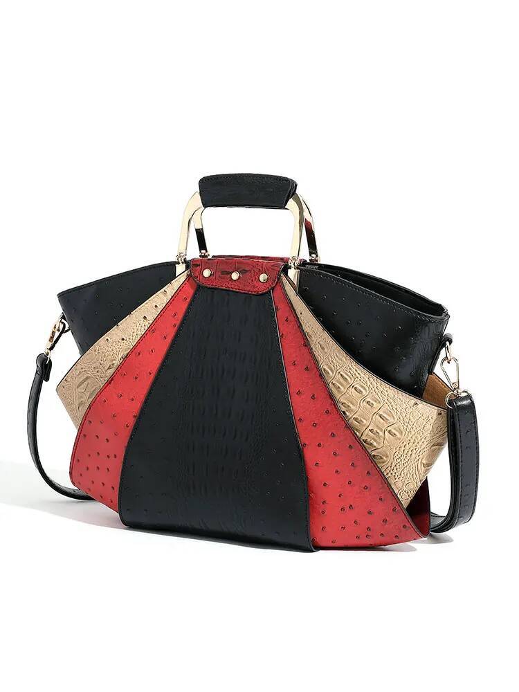 Bag Woman Capacity Leather Purse Fashion Designer Metal Top Handle Handbags Crossbody Large Tote Bags For Women