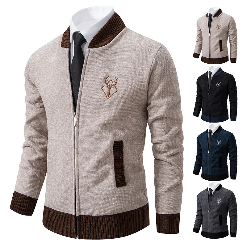 chenille padded jacket mens winter warm trend knitted cardigan sweater coat 250819