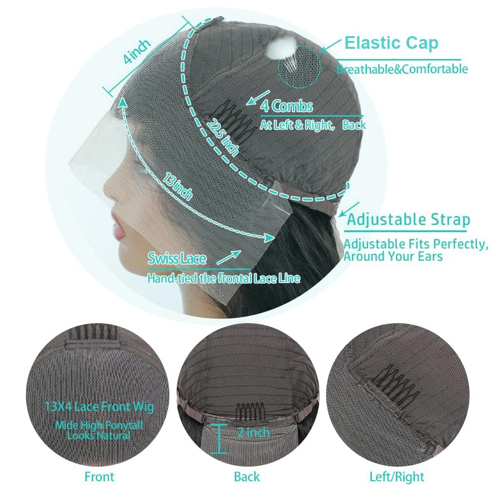 20Inch Deep Wave Lace Front Wigs Human Hair 13x4 HD Transparent Deep Wave Frontal Wigs Glueless Curly Wigs for Women 200% Density Curly Pre Plucked wi