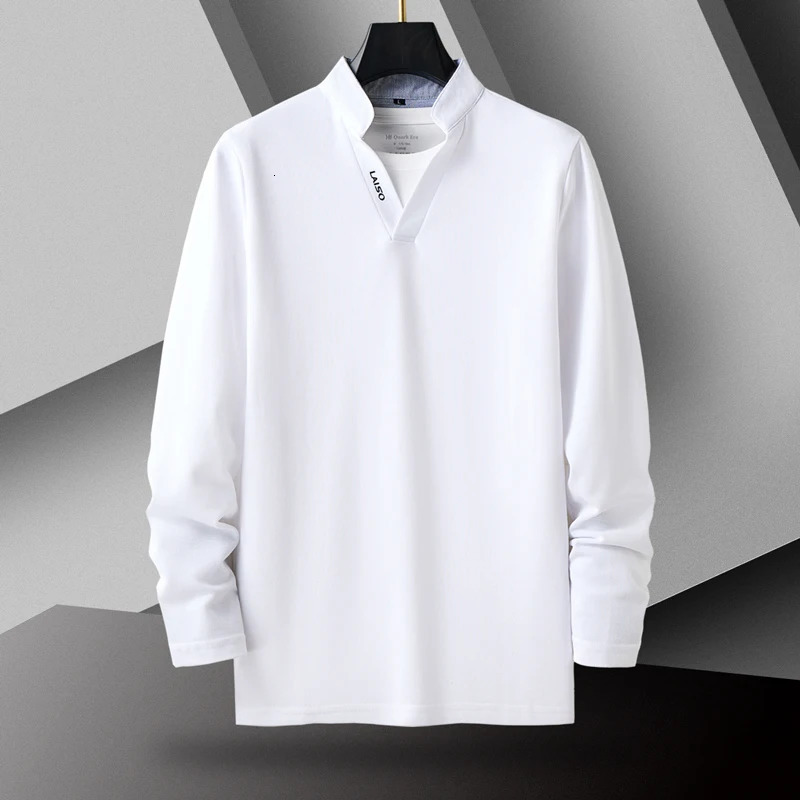 Summer and Autumn Pure Cotton Men Long-sleeved POLO Shirts White / Green / Grey / Red / Black Fashion Casual T-Shirts Homme 250818