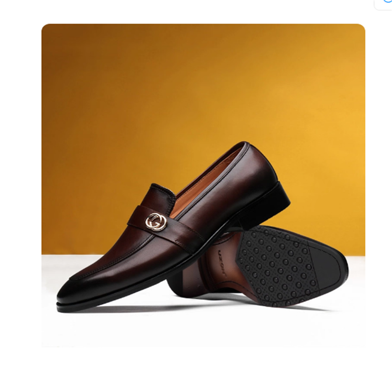 Men's leather shoes genuine leather business casual shoes formal wear men's shoes pointed toe British casual shoes breathable loafers