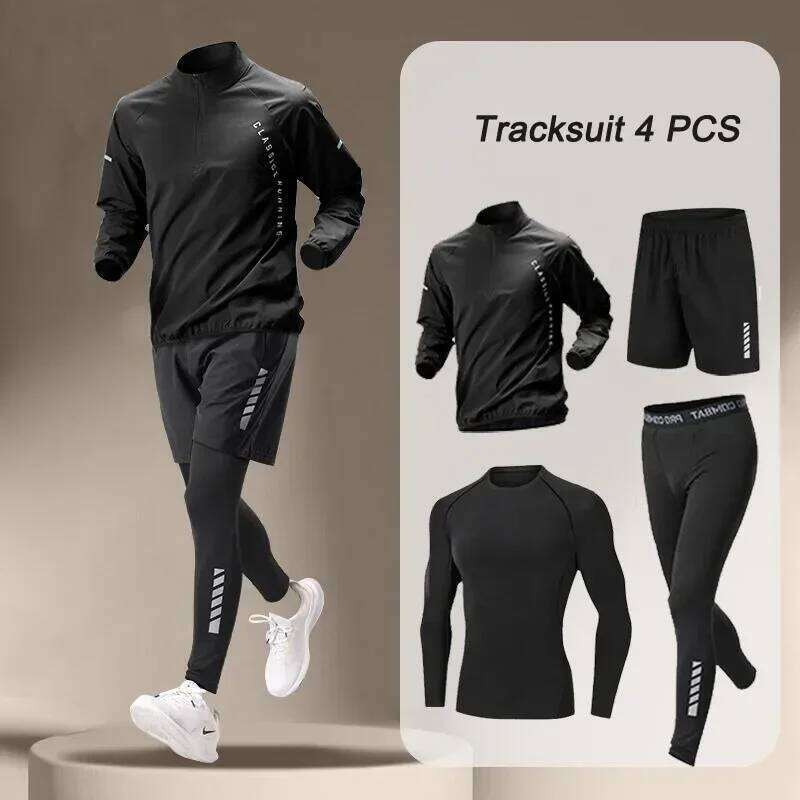 2025 Summer Men's Quick Dry Jacket Suit 1-4 Piece Outdoor Fiess Running Sets Sports Jogging Pants Workout Clothes Sportswear