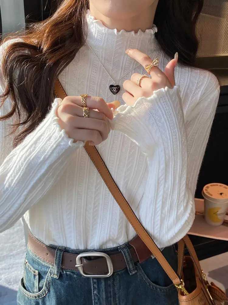 2025 Autumn Winter Warm Pullover Ruched Turtleneck Women Sweaters Slim Tops Knitted Sweater Jumper Soft Pull Fe XJ250819
