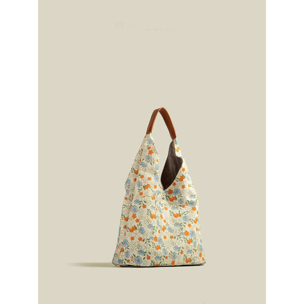 Floral Large Bags Capacity Tote 2025 New Summer Designer Niche Commuting Canvas Shoulder Bag for Women