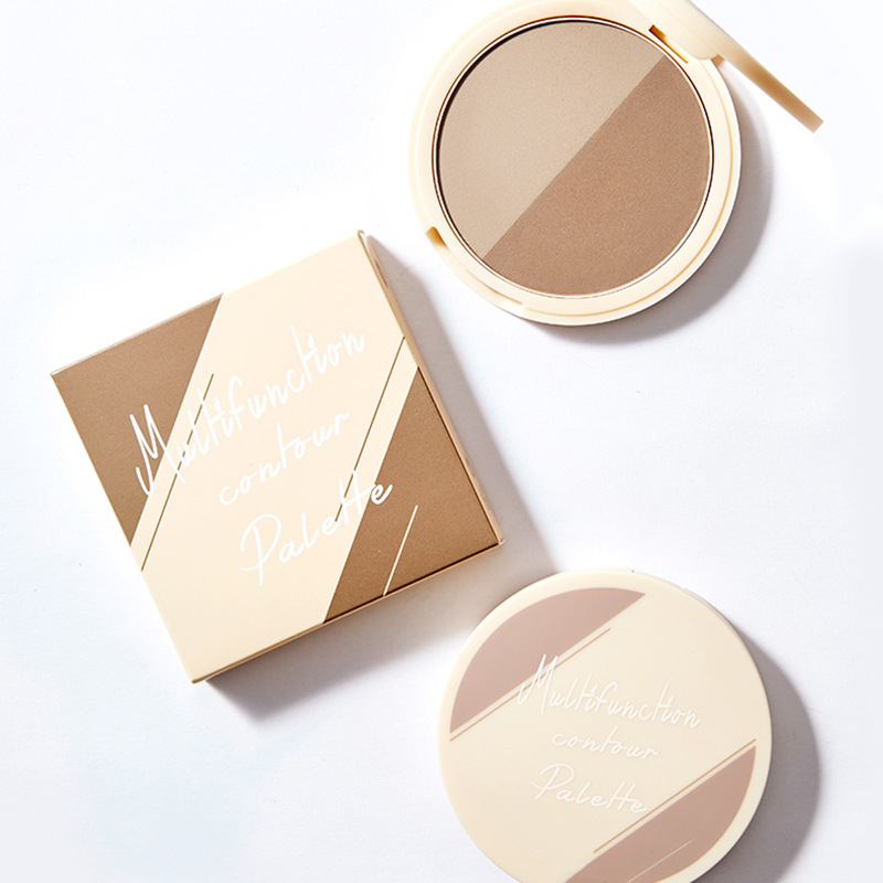 Dual-color contouring powder compact factory custom OEM/ODM contract manufacturing shadow nose shadow highlighter palette