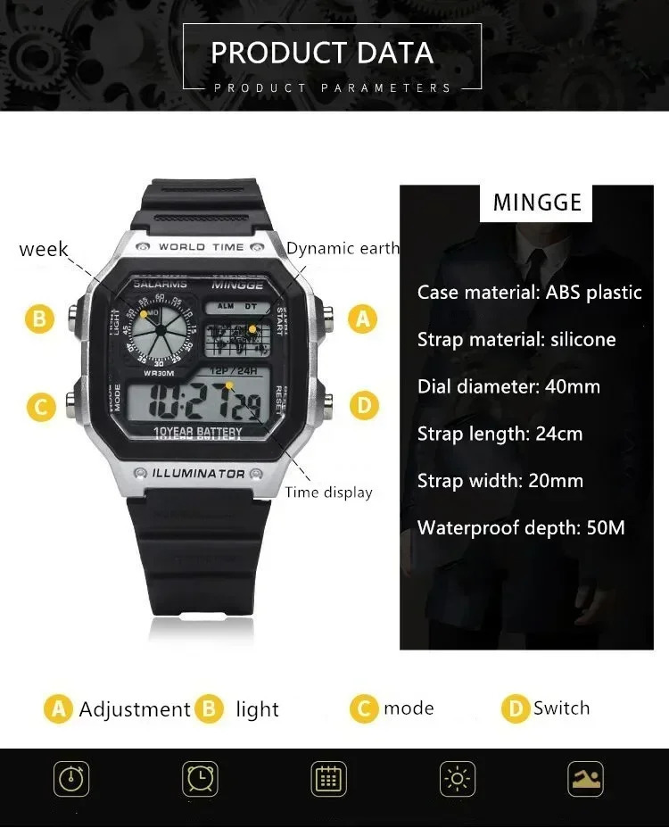 Military Digital Watches Men Sports Luminous Chronograph Waterproof Ultra-thin Male Electronic Wrist Watches Relogio Masculino 250819