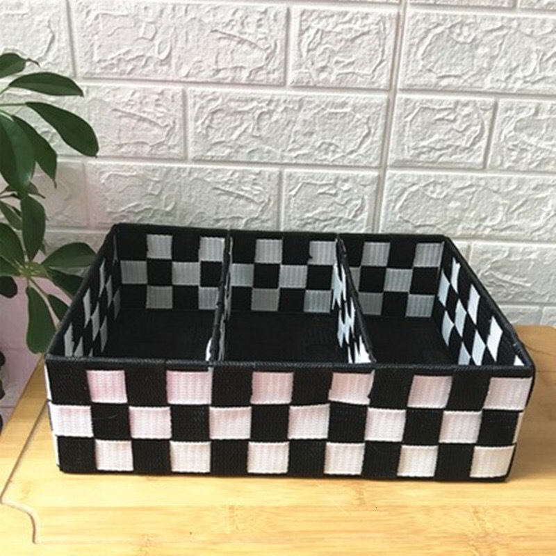 Desktop Storage Box Multi Purpose Organizer Fabric Woven Blue for Keys Cosmetics Compartment Home Use in Living Room Bedroom Kitchen Durable