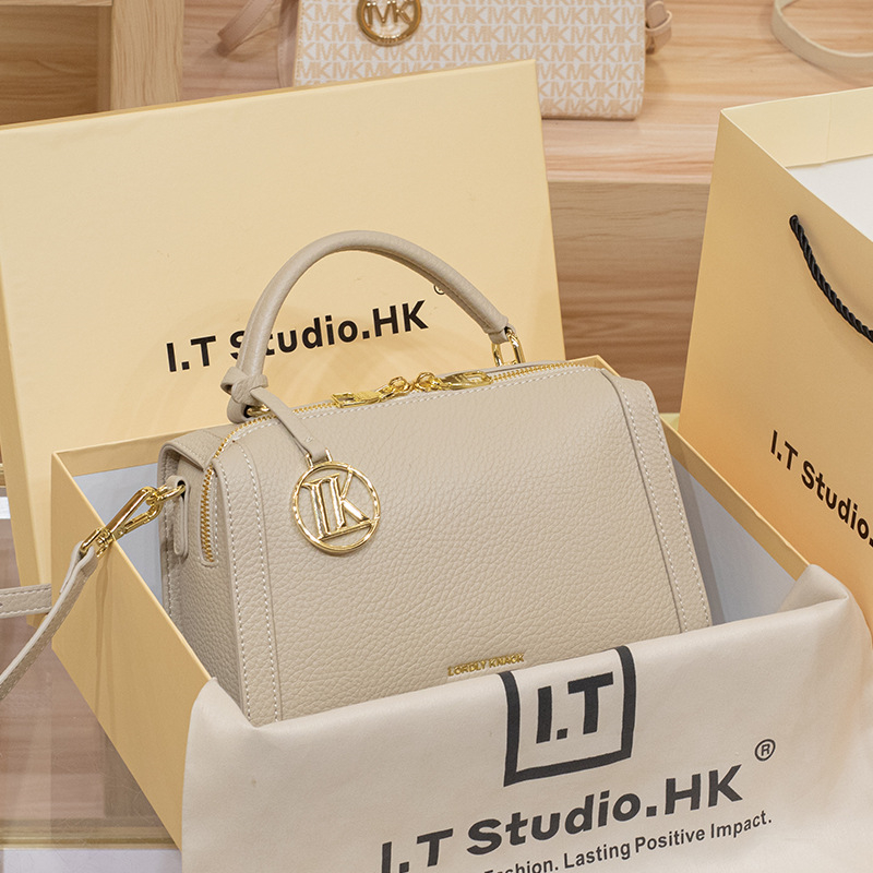 LORDLY KNACK designer bag luxury genuine leather casual Boston bag versatile high-quality fashion classic handbag for woman