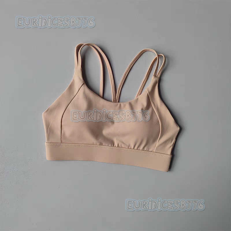 High Impact Shockproof Gathered Sports Bra with Integrated Fixed Chest Pads Thin Straps Cross Back Design and Fitness Bra H250819