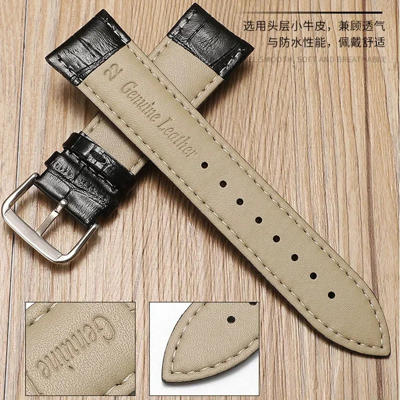 Genuine Calfskin Strap Slub Pattern Watch Accessories 10/12/13/14/15/16/17/18/19/20/21/22/24mm Universal Watchband/ 250818