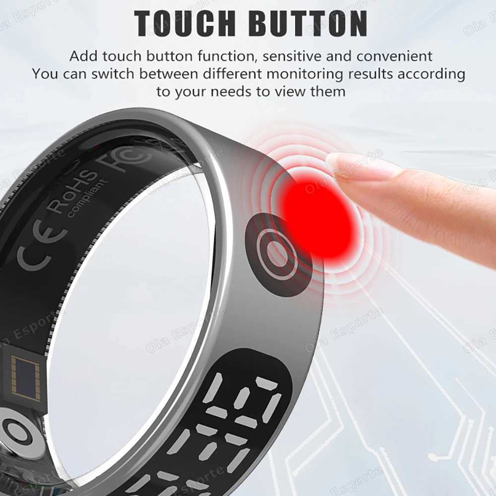 Smart Ring with Display Screen Gesture Swipe Tiktok Video Health Monitoring IP68 5ATM Waterproof Smart Ring for Men Women Rings W250819