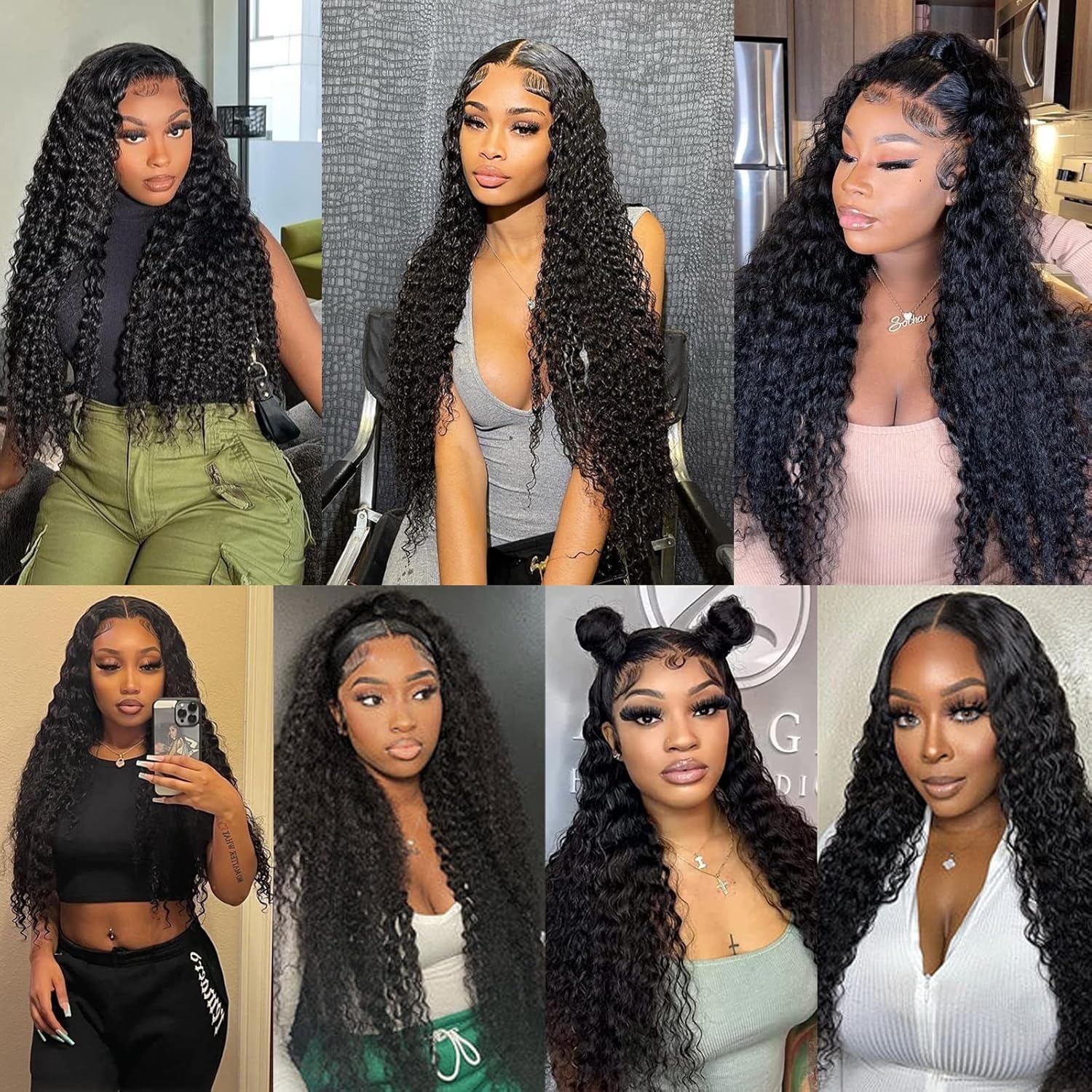 20Inch Deep Wave Lace Front Wigs Human Hair 13x4 HD Transparent Deep Wave Frontal Wigs Glueless Curly Wigs for Women 200% Density Curly Pre Plucked wi