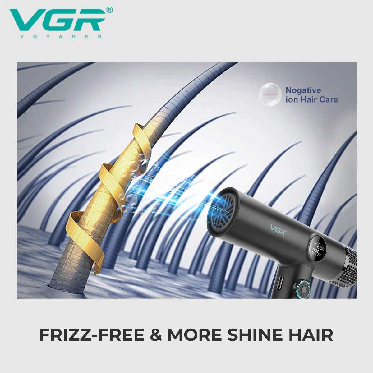 VGR Hair Dryers Professional Air Blower Negative Ion Hair Dryer 0000 RPM Hair Dryer Machine BLDC Motor Barber Salon V-40 W250819