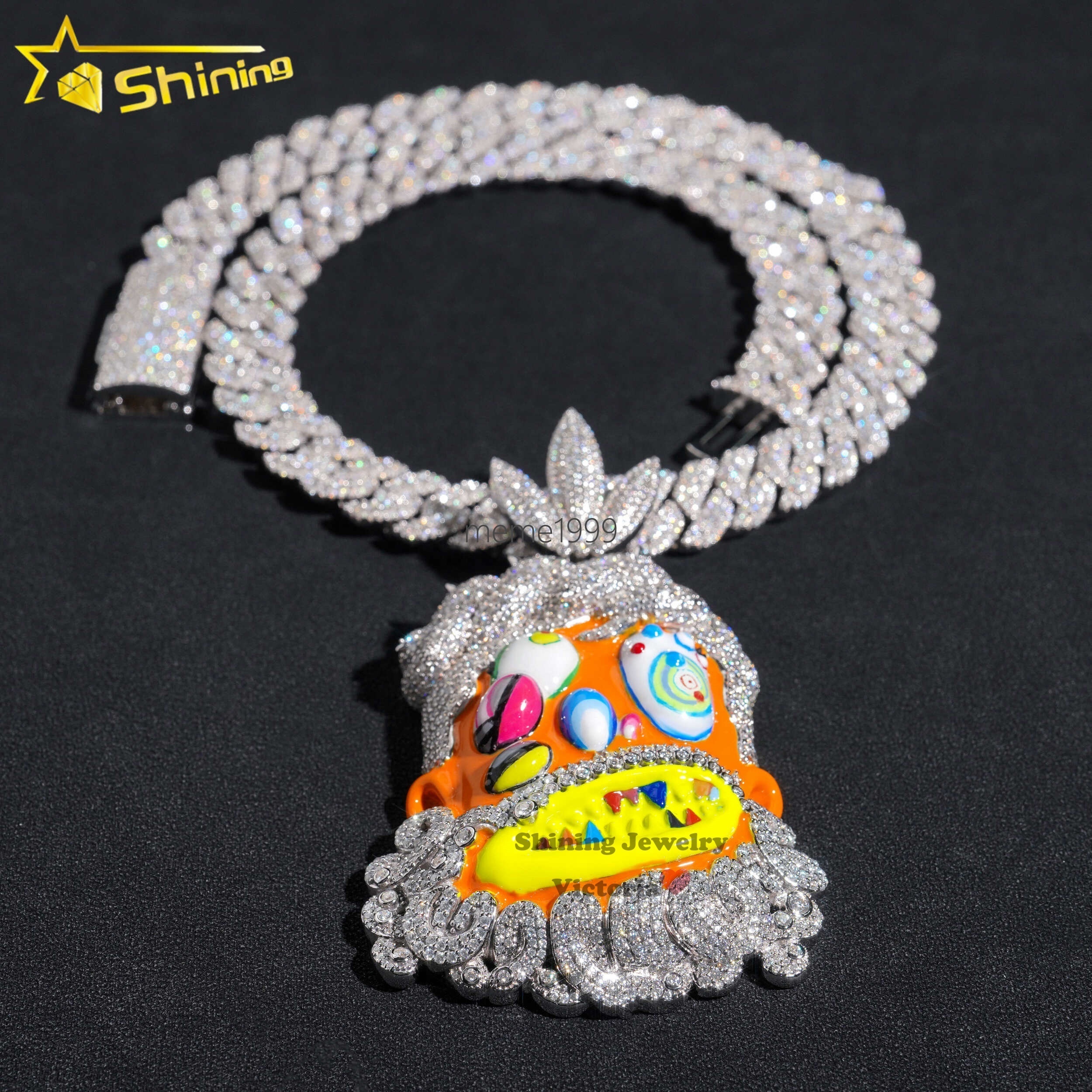 Custom3 Hip Hop Cartoon Funny Ghost Pendant 925 Silver Iced Out VVS Moissanite Diamond Character Necklace Rapper Pendant