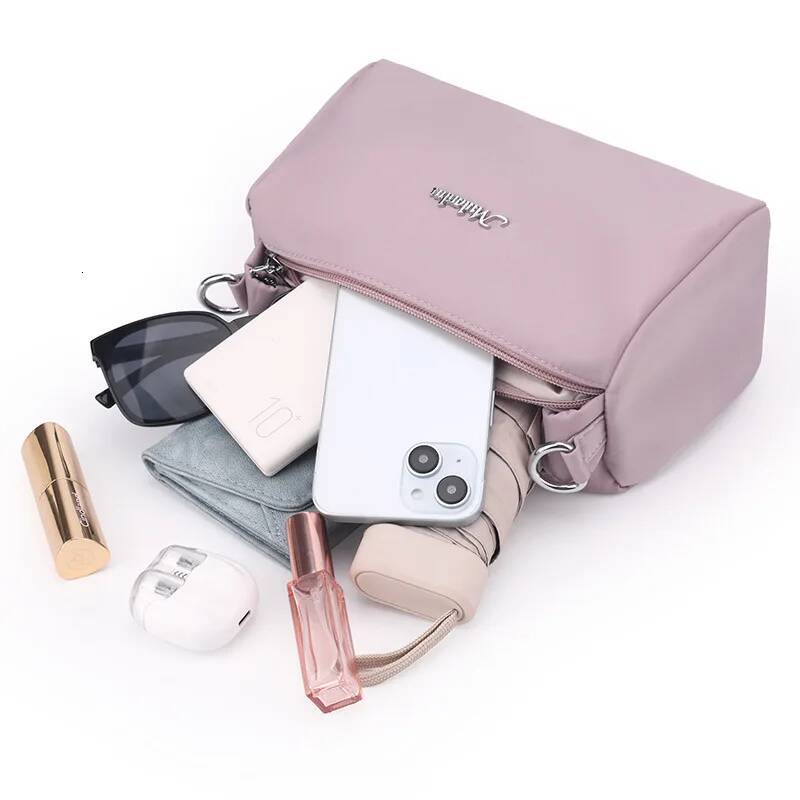 Many Pockets Casual Tote Bag Waterproof Shoulder Crossbody Bags For Women Solid Color Messenger Sac Purses And Handbags New 2025