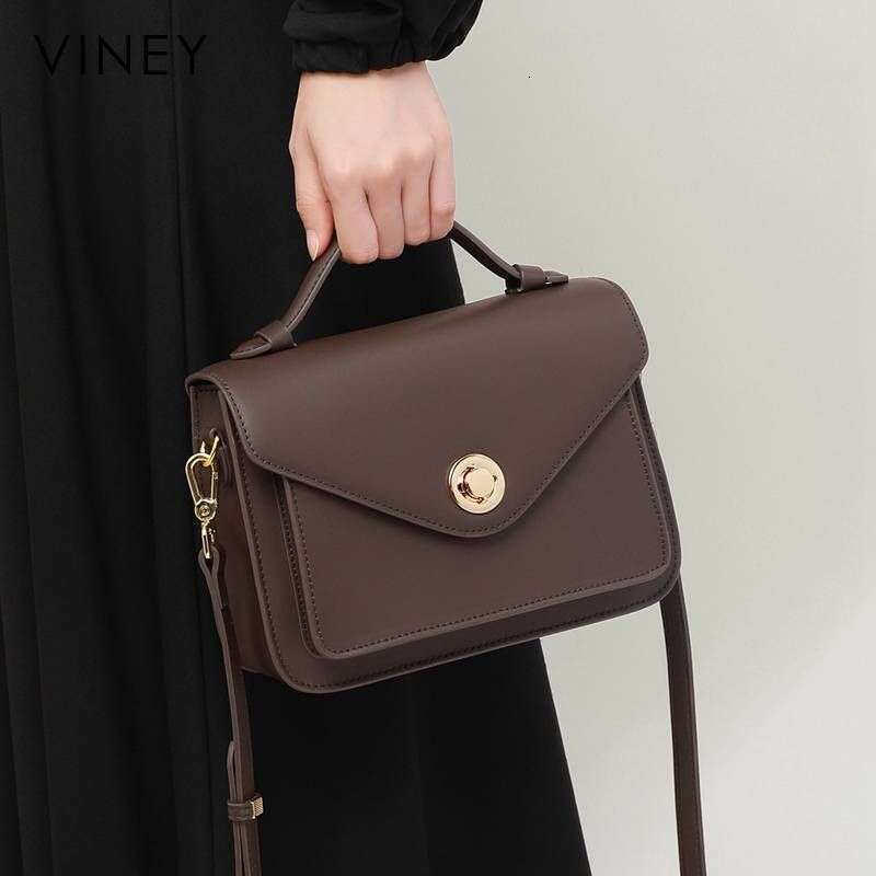 VINEY Women 2025 New Women's Messenger Genuine Leather Commuter Bag High-end Versatile Shoulder Handbag
