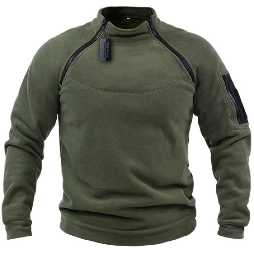 Mens Tactical Outdoor Fleece Jacket Clothes Warm Zippers Pullover Men Windproof Coat Thermal Hiking Sweatshirt 250819